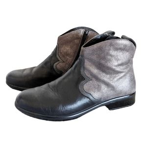 NAOT Women's Metallic Silver Genuine Leather Two-Toned Booties 41